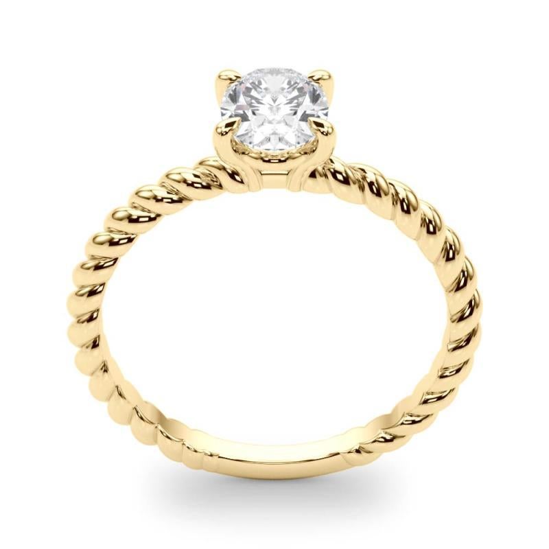 GIA Certified 0.9 Carat Twisted Band Oval Solitaire Diamond Ring Pour femmes en vente