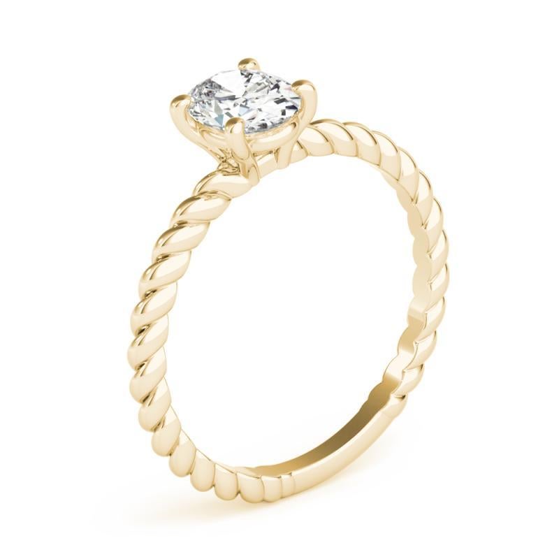 GIA Certified 0.9 Carat Twisted Band Oval Solitaire Diamond Ring en vente 1