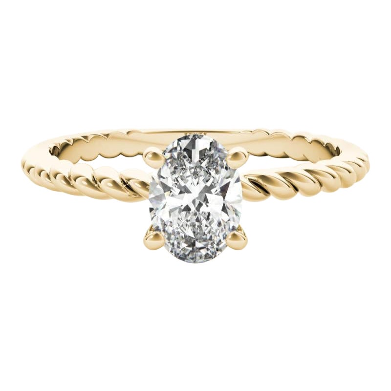 GIA Certified 0.9 Carat Twisted Band Oval Solitaire Diamond Ring