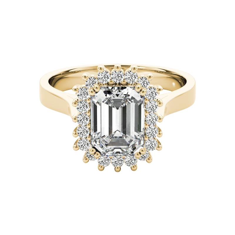 GIA Certified 0.9 Carat Vintage Emerald Halo Cluster Diamond Ring
