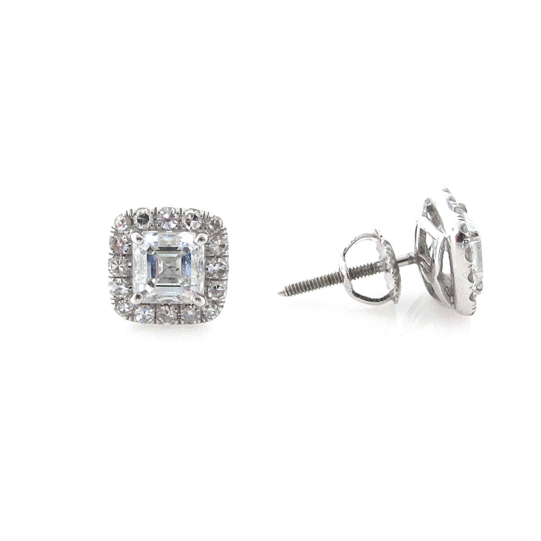 emerald cut diamond earrings studs