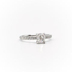 GIA Certified 0.90 Carat Cushion Cut Diamond 18 Karat White Gold Engagement Ring