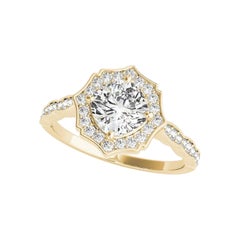 GIA zertifiziert 0,90 Karat Cushion Halo Korb Kathedrale Diamantring
