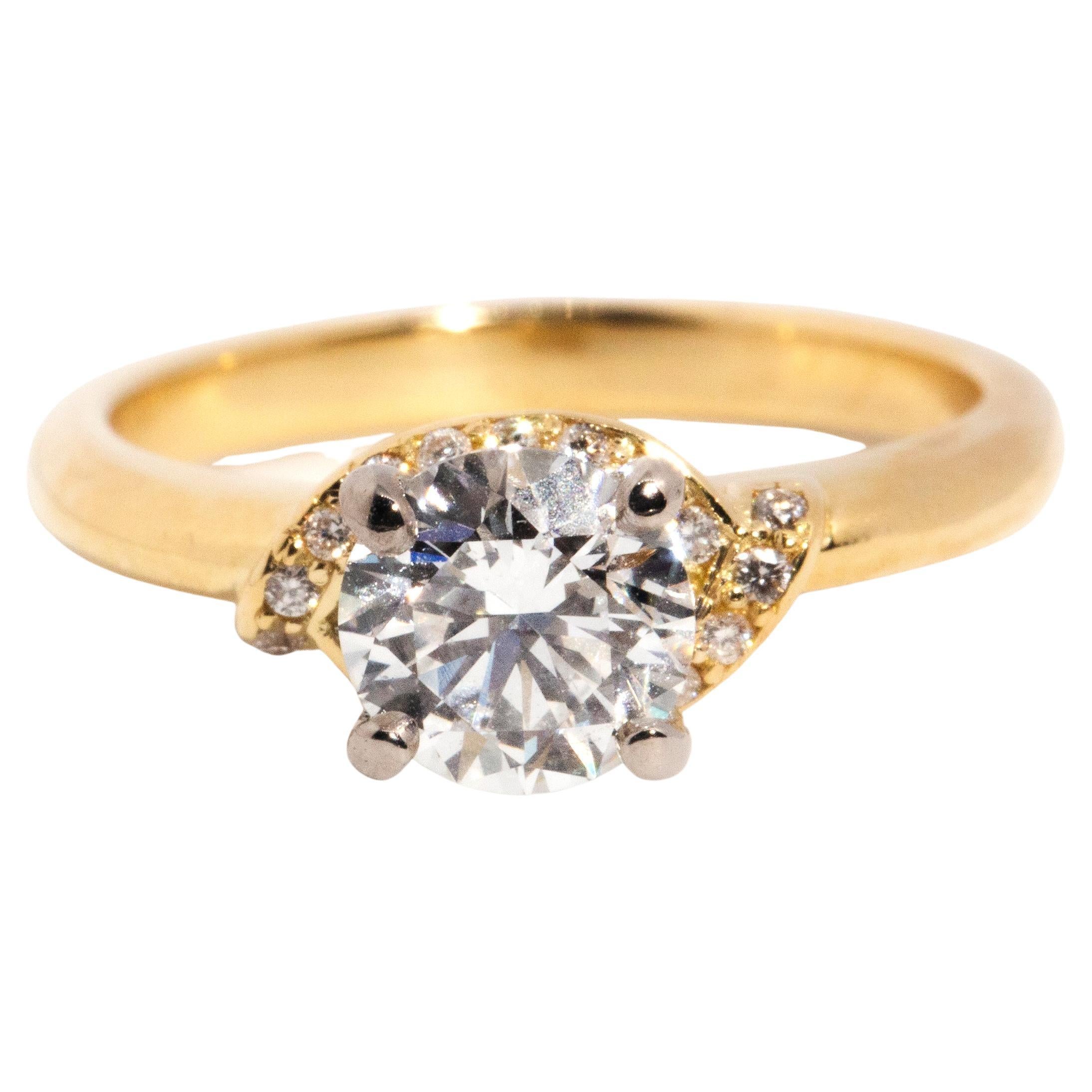 GIA Certified 0.90 Carat Diamond 18 Carat Gold Marquise Setting Engagement Ring For Sale