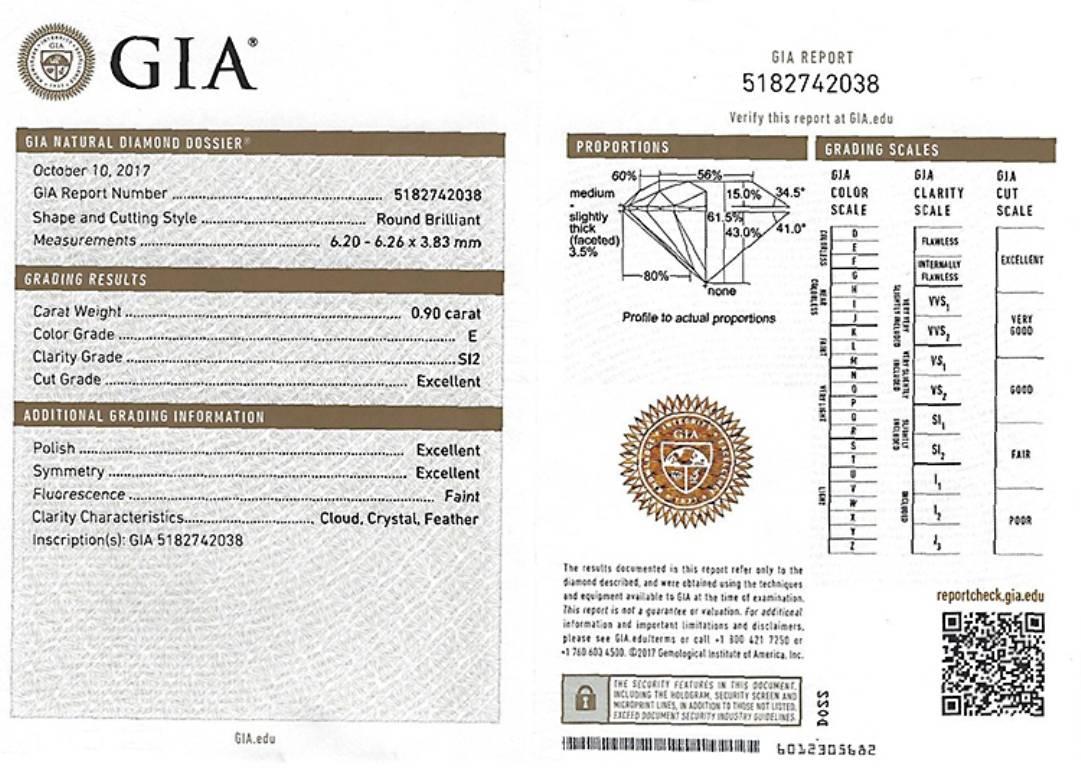 Verlobungsring mit GIA-zertifiziertem 0,90 Karat Diamant-Halo (Rundschliff) im Angebot