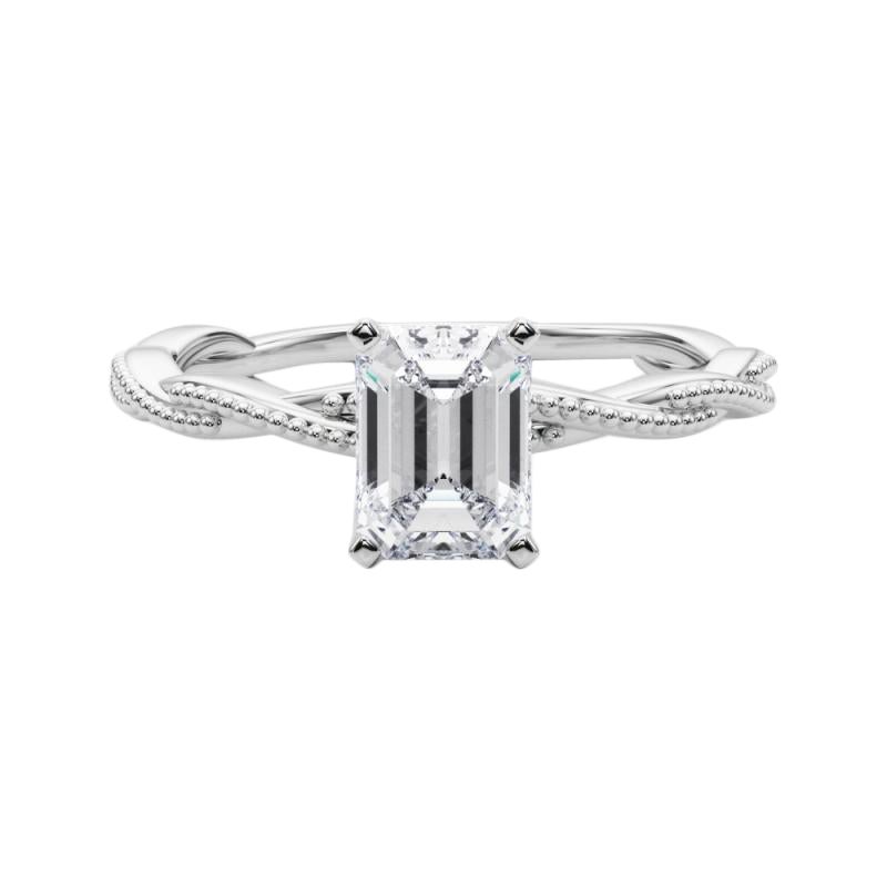 Anello con diamante a fascia intrecciata con smeraldo da 0,90 carati certificato GIA