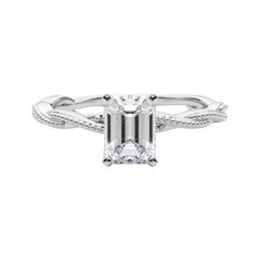 Anello con diamante a fascia intrecciata con smeraldo da 0,90 carati certificato GIA