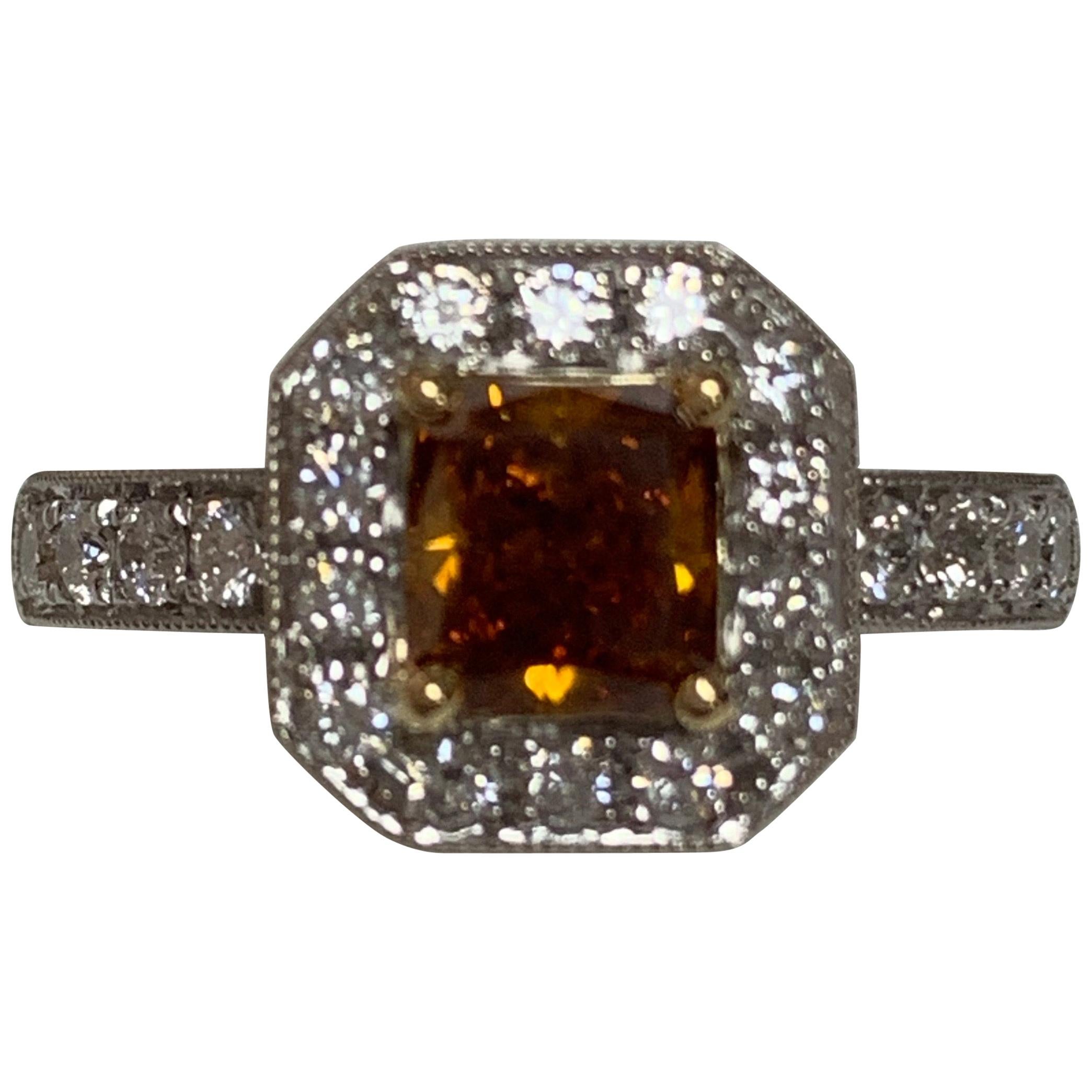 GIA Certified 0.90 Carat Fancy Color Diamond Ring