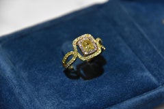 GIA Certified 0.90 Carat Fancy Light Greenish Yellow Diamond Ring