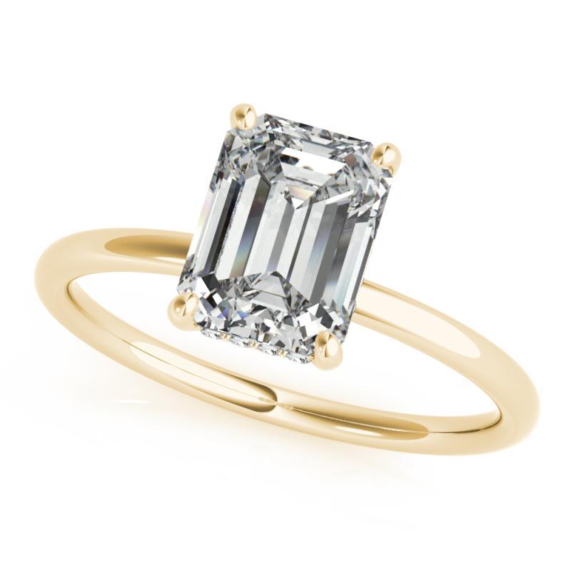 Taglio smeraldo Anello con diamante solitario a forma di aureola nascosta da 0,90 carati certificato GIA in vendita