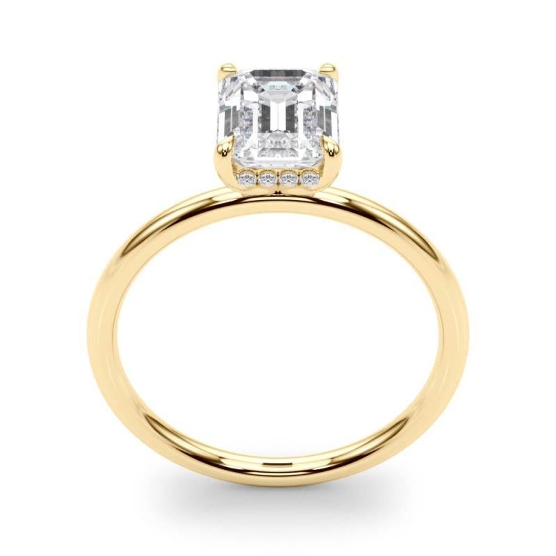 Donna Anello con diamante solitario a forma di aureola nascosta da 0,90 carati certificato GIA in vendita
