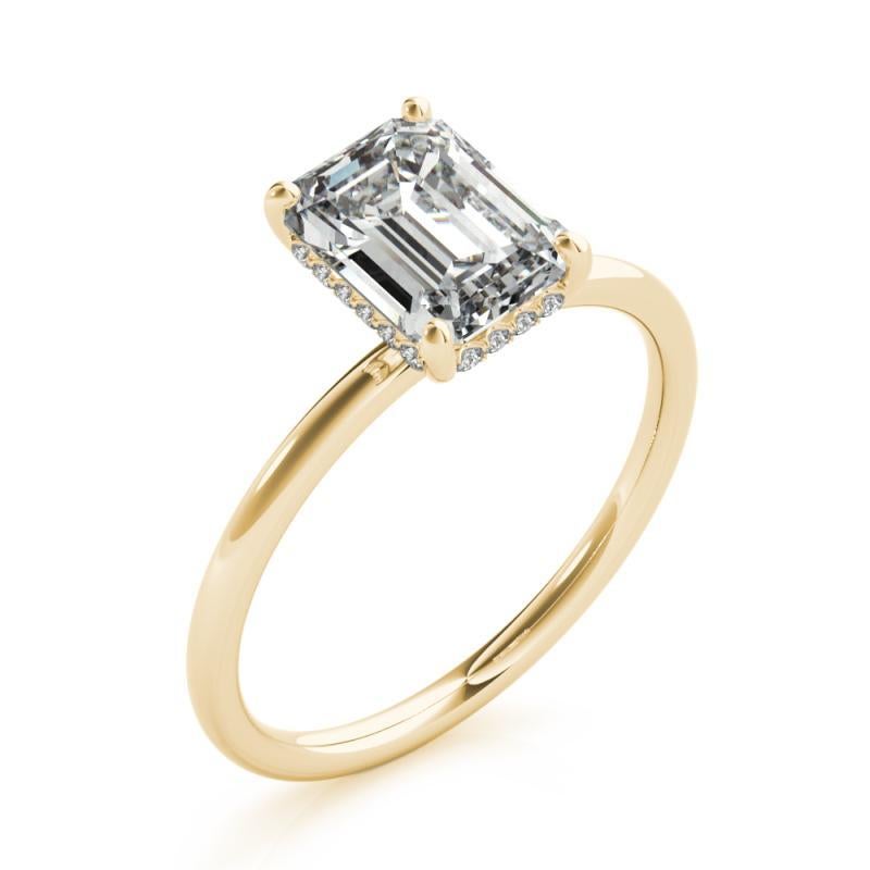 Anello con diamante solitario a forma di aureola nascosta da 0,90 carati certificato GIA in vendita 1