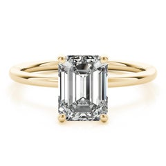 GIA Certified 0.90 Carat Hidden Halo Emerald Solitaire Diamond Ring