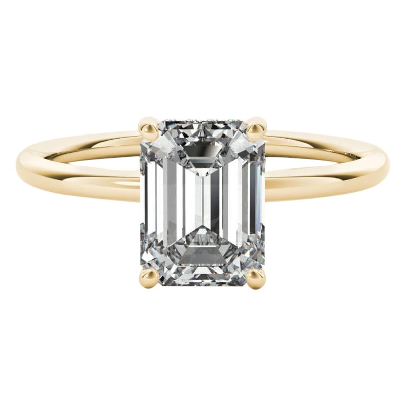 Anello con diamante solitario a forma di aureola nascosta da 0,90 carati certificato GIA