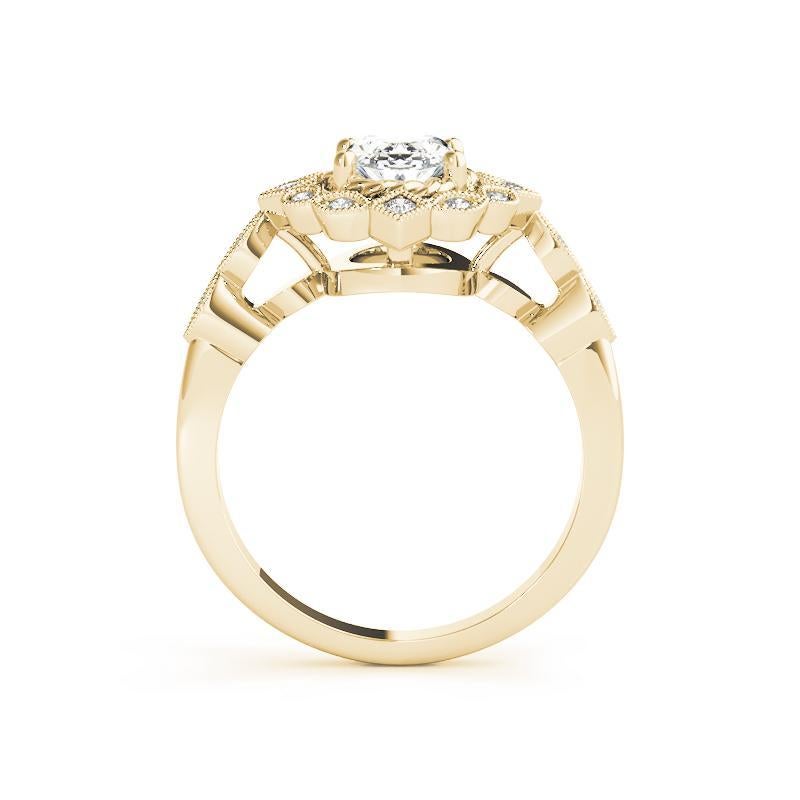 GIA zertifiziert 0,90 Karat Oval Double Halo Flower 18K Gelbgold Diamantring Damen im Angebot