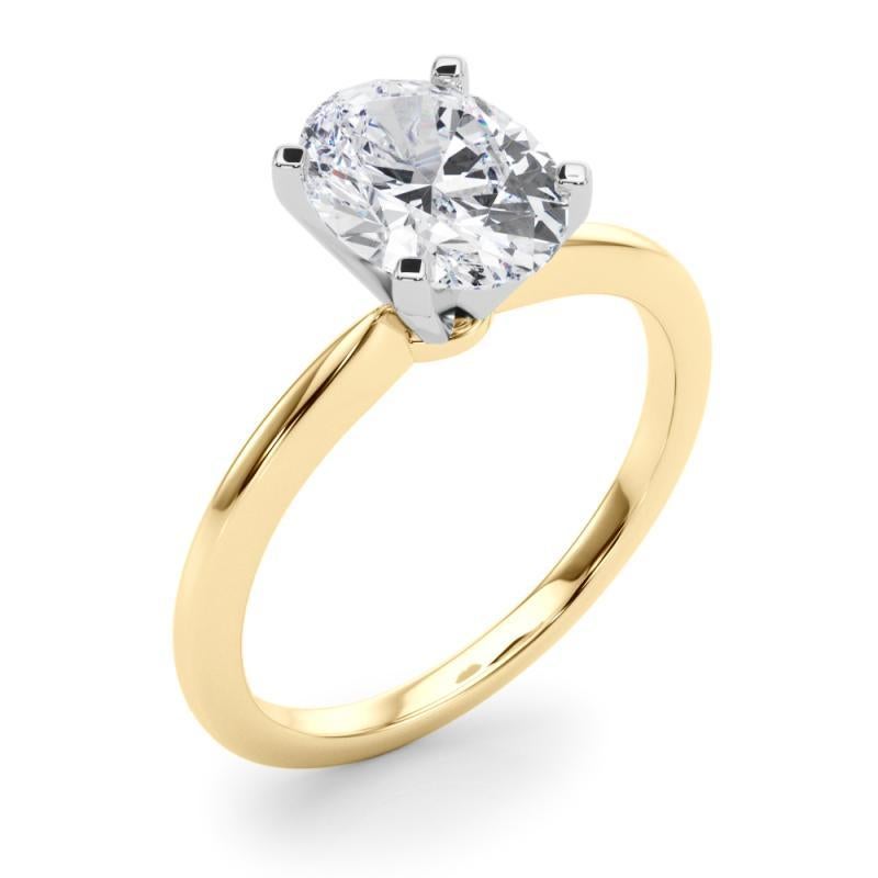 Donna Anello con diamante solitario ovale incastonato, certificato GIA, da 0,90 carati in vendita