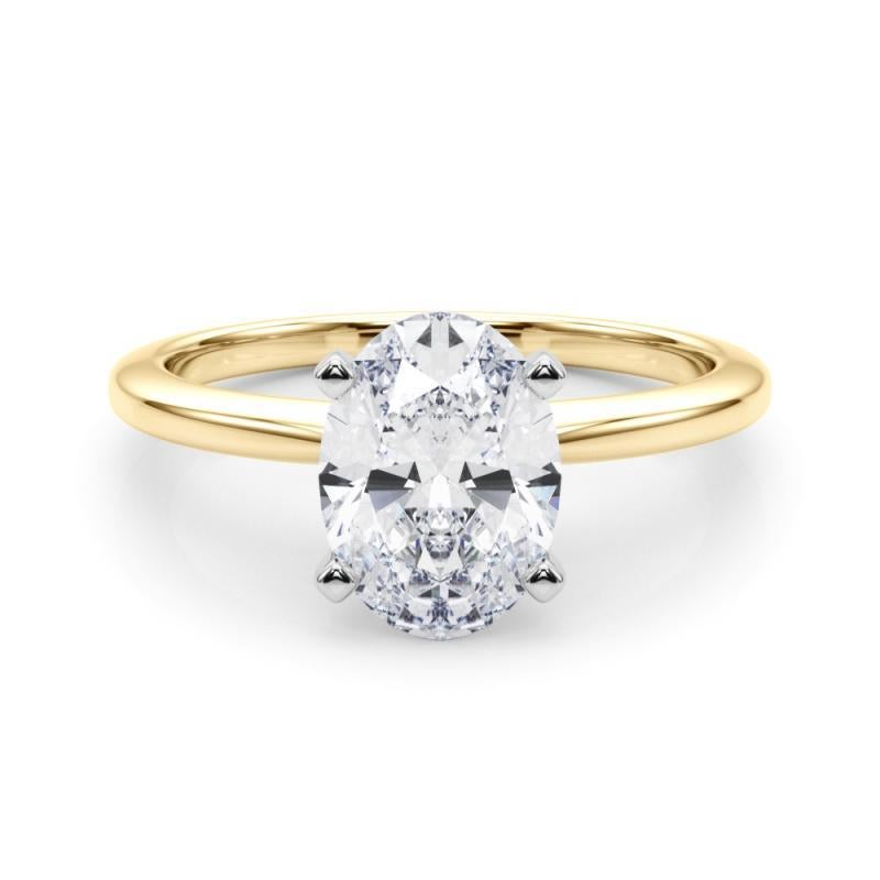 Anillo de diamantes solitario ovalado engastado de 0,90 quilates certificado por el GIA