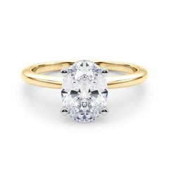 Anillo de diamantes solitario ovalado engastado de 0,90 quilates certificado por el GIA