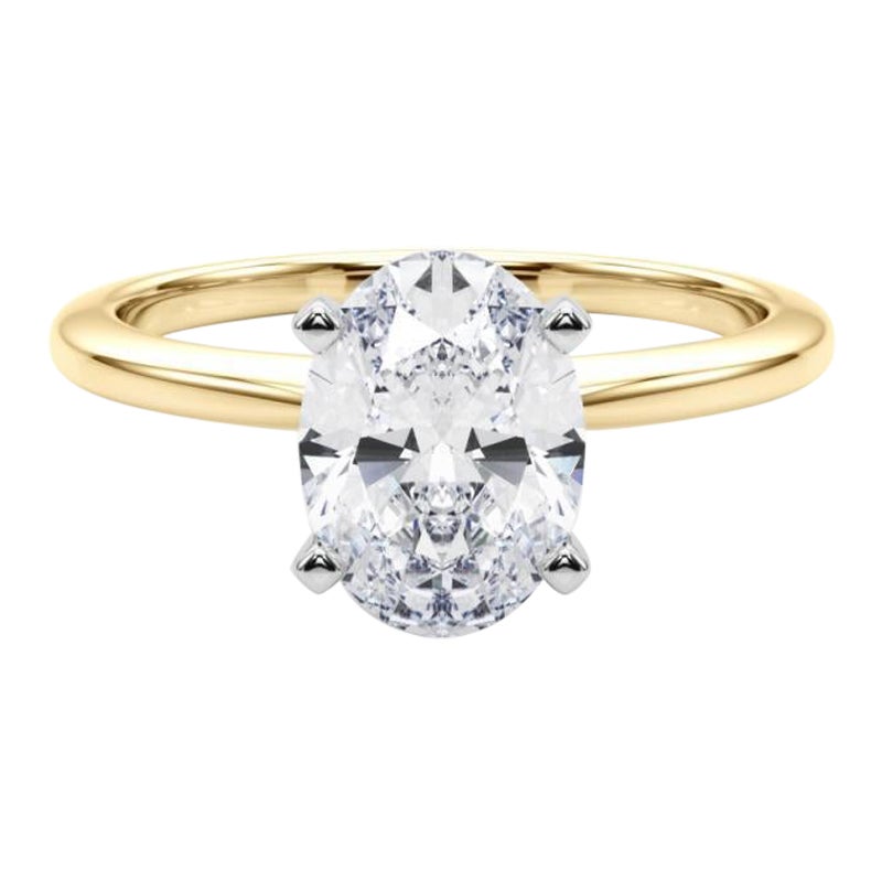 Anello con diamante solitario ovale incastonato, certificato GIA, da 0,90 carati