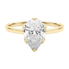 Anello con diamante a pera solitario Tulipano Rosa certificato GIA da 0,90 carati