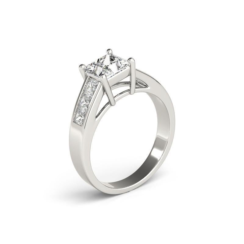 Donna GIA Certified 0,90 Carat Princess Multi-Stone Cathedral Diamond Ring in vendita