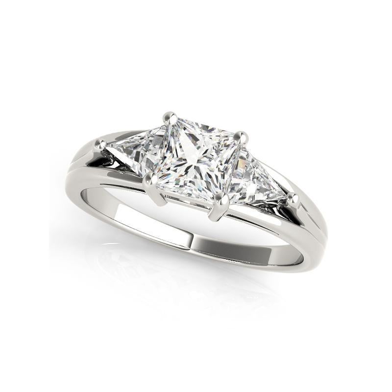 Princess Cut GIA Certified 0.90 Carat Princess Trillion East-West Platinum Diamond Ring For Sale