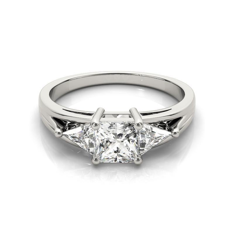 Bague en platine certifiée GIA de 0,90 carat Princesse Trillion Est-Ouest