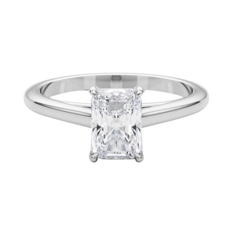 GIA Certified 0.90 Carat Radiant Solitaire Cathedral Diamond Ring