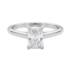 GIA Certified 0.90 Carat Radiant Solitaire Cathedral Diamond Ring