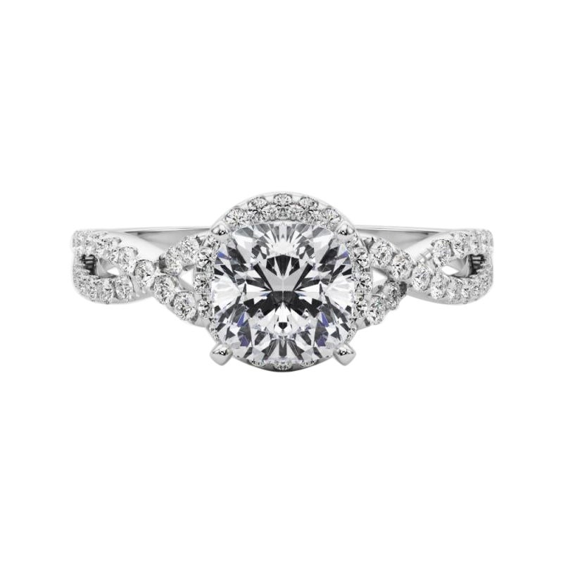 GIA zertifiziert 0,90 Karat Solitär Cushion Halo Infinity Platin Diamantring