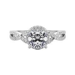 GIA zertifiziert 0,90 Karat Solitär Cushion Halo Infinity Platin Diamantring