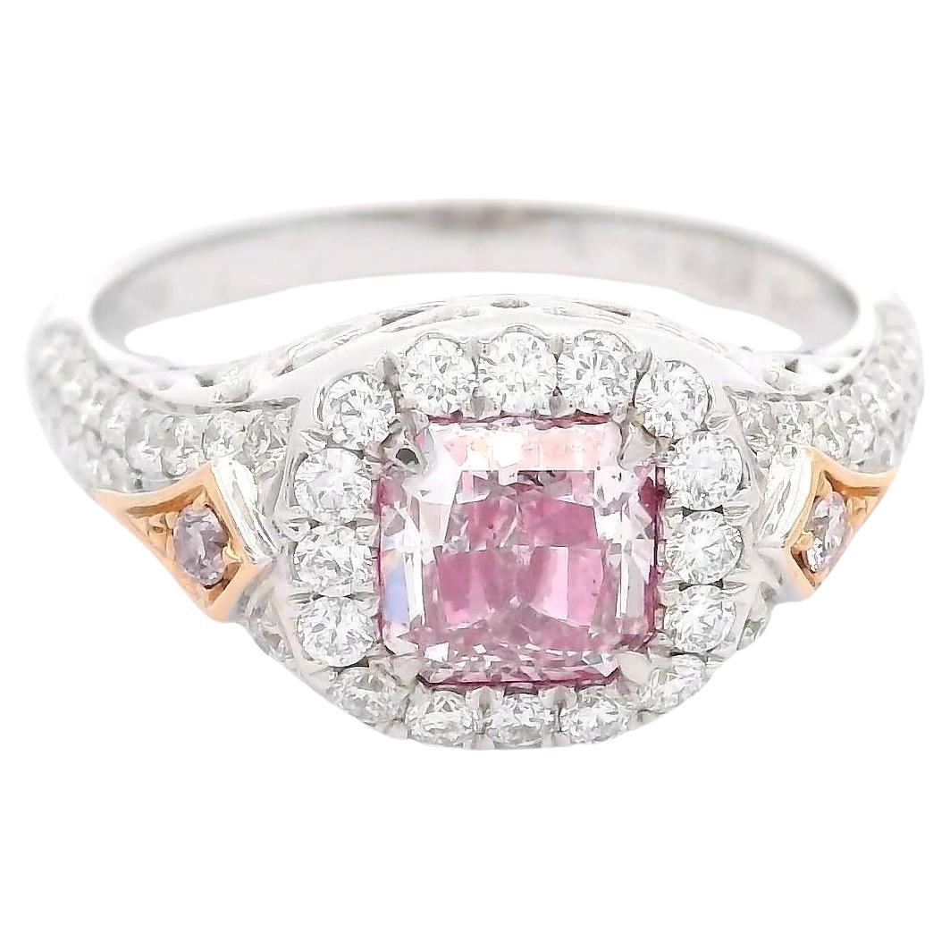 GIA Certified 0.90 Carat Very Light Pink SI2 Clarity Diamond Ring