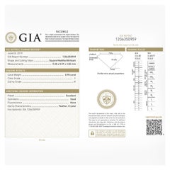 GIA Certified Princess cut Bezel Set Diamond Necklace in 14K Yellow Gold 0.90 Ct