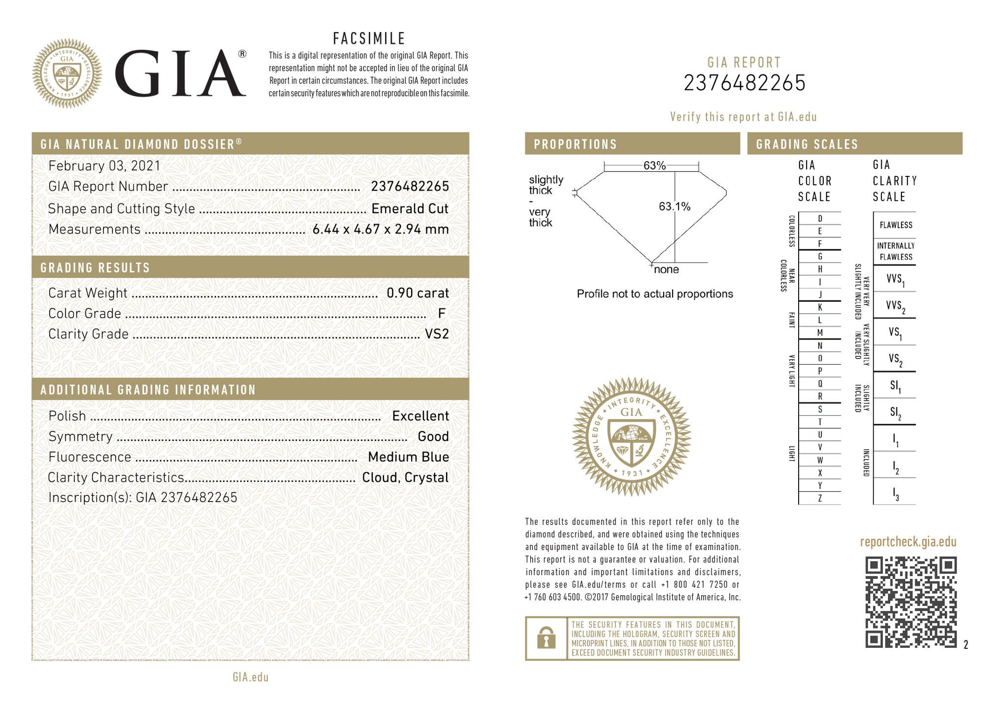 GIA-zertifizierter 0,90 Karat Smaragdschliff Halo Platin Zweireihiger Diamantring im Angebot 1