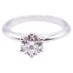 GIA Certified 0.90ct 18K White Gold Tiffany Style Diamond Engagement Ring