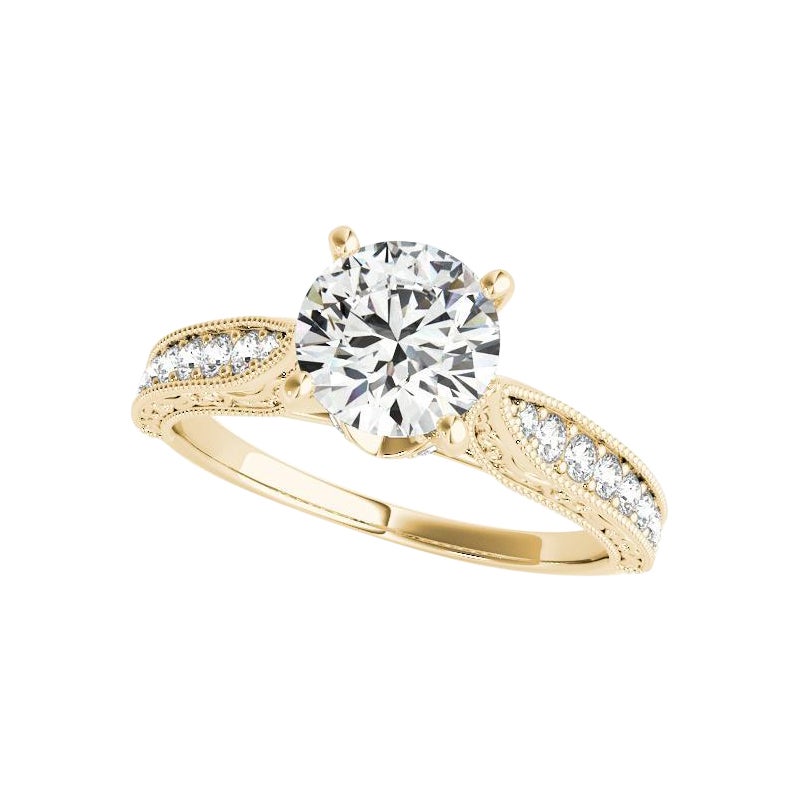 Anello con diamante a traliccio inciso Tulipano rotondo certificato GIA da 0,90 carati