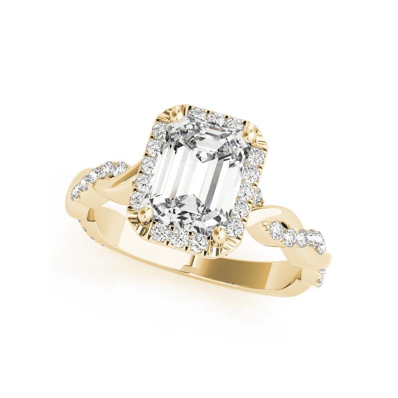 GIA Certified 0,91 Carat Braided Band Emerald Halo Yellow Gold Ring (Anello di diamanti con diamante) In condizioni Nuovo in vendita a New York, NY