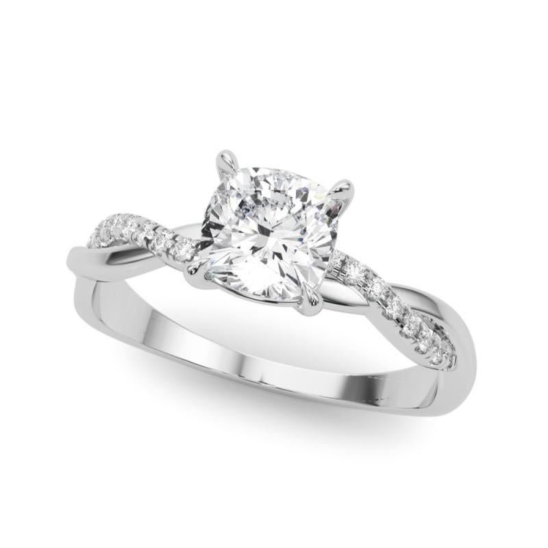 Anillo de diamantes de platino en forma de enredadera infinita trenzada de 0.91 quilates con certificado GIA Corte cojín en venta