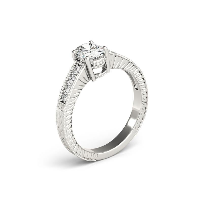 Donna Anello con diamante d'epoca a doppio cesto ovale certificato GIA da 0.91 carati in vendita