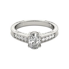 Anello con diamante d'epoca a doppio cesto ovale certificato GIA da 0.91 carati