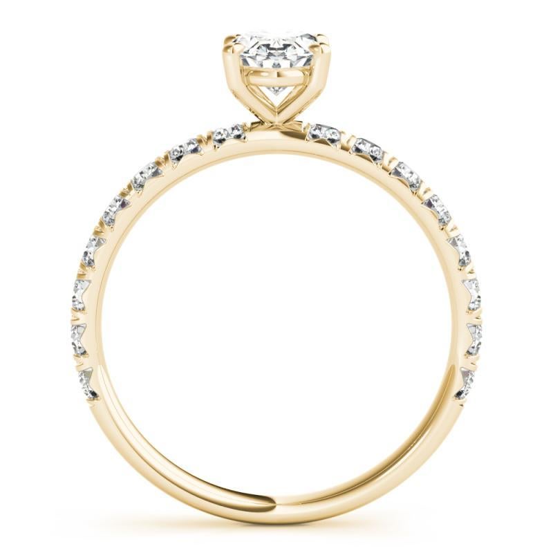 GIA Certified 0.91 Carat Oval Solitaire & Pave 18K Yellow Gold Diamond Ring In New Condition For Sale In New York, NY
