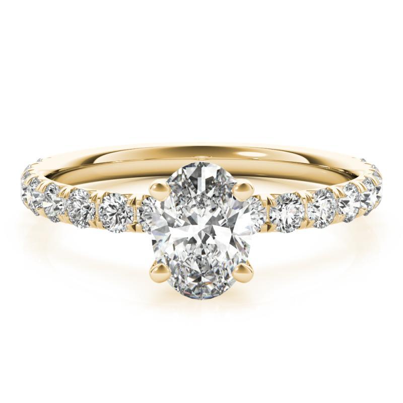 GIA zertifiziert 0,91 Karat Oval Solitär & Pave 18K Gelbgold Diamantring