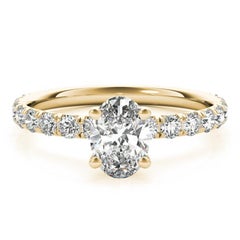 GIA zertifiziert 0,91 Karat Oval Solitär & Pave 18K Gelbgold Diamantring