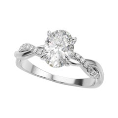 GIA Certified 0.91 Carat Pave Entwined Nature Band Oval Platinum Diamond Ring