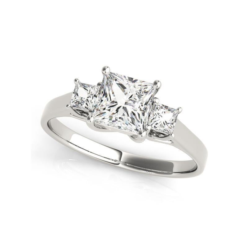 GIA-zertifiziert 0,91 Karat Princess-Schliff Drei-Stein  Diamantring (Carréschliff) im Angebot