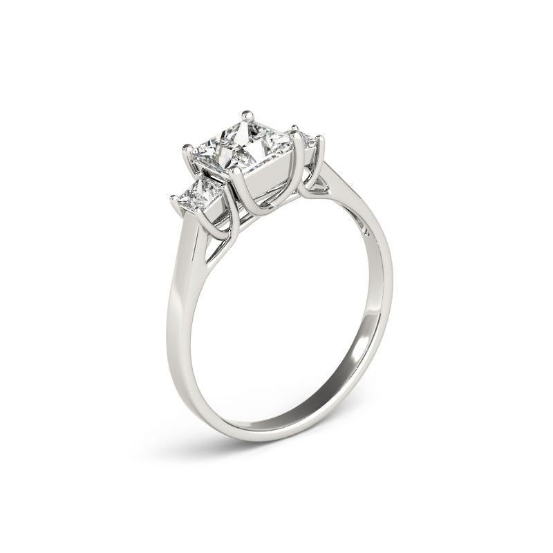 GIA-zertifiziert 0,91 Karat Princess-Schliff Drei-Stein  Diamantring Damen im Angebot