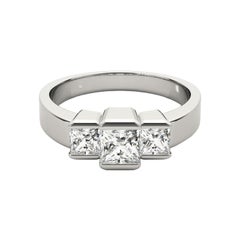 GIA Certified 0.91 Carat Princess Cut Three-Stone Tension Diamond Ring