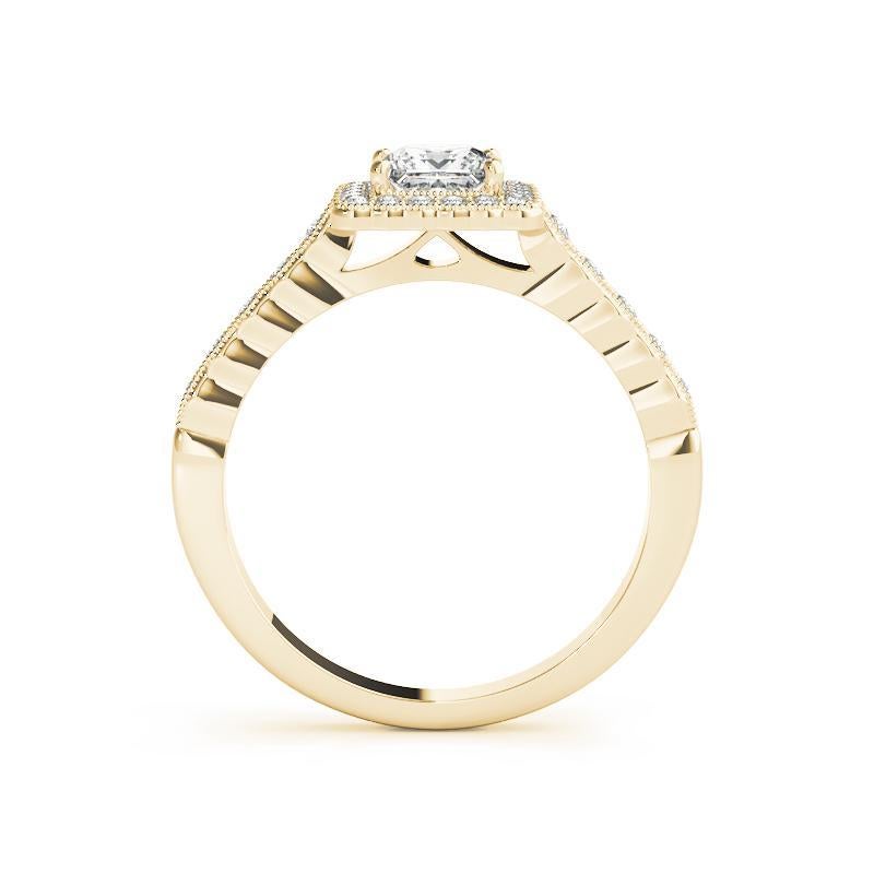 Taglio princess GIA Certified 0.91 Carat Princess Square Halo Bezel Band Diamond Ring in vendita