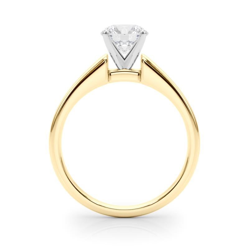 Bague en or jaune certifiée GIA, solitaire classique de 0,91 carat de diamant rond Neuf - En vente à New York, NY