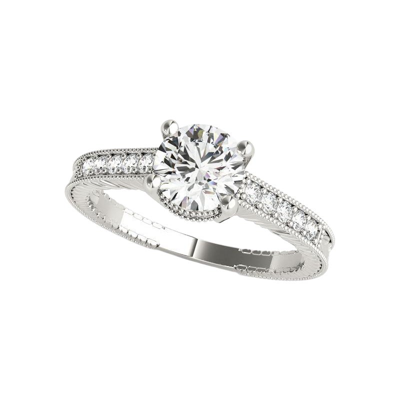 Anello con diamante vintage in platino certificato GIA da 0.91 carati tondi a doppio cesto